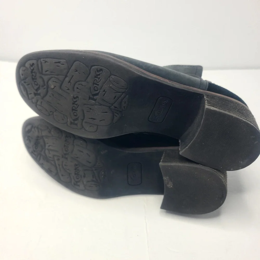Korks Sonya‎ Women's Black Leather Suede Zip Up Ankle Bootie Sz 8 M